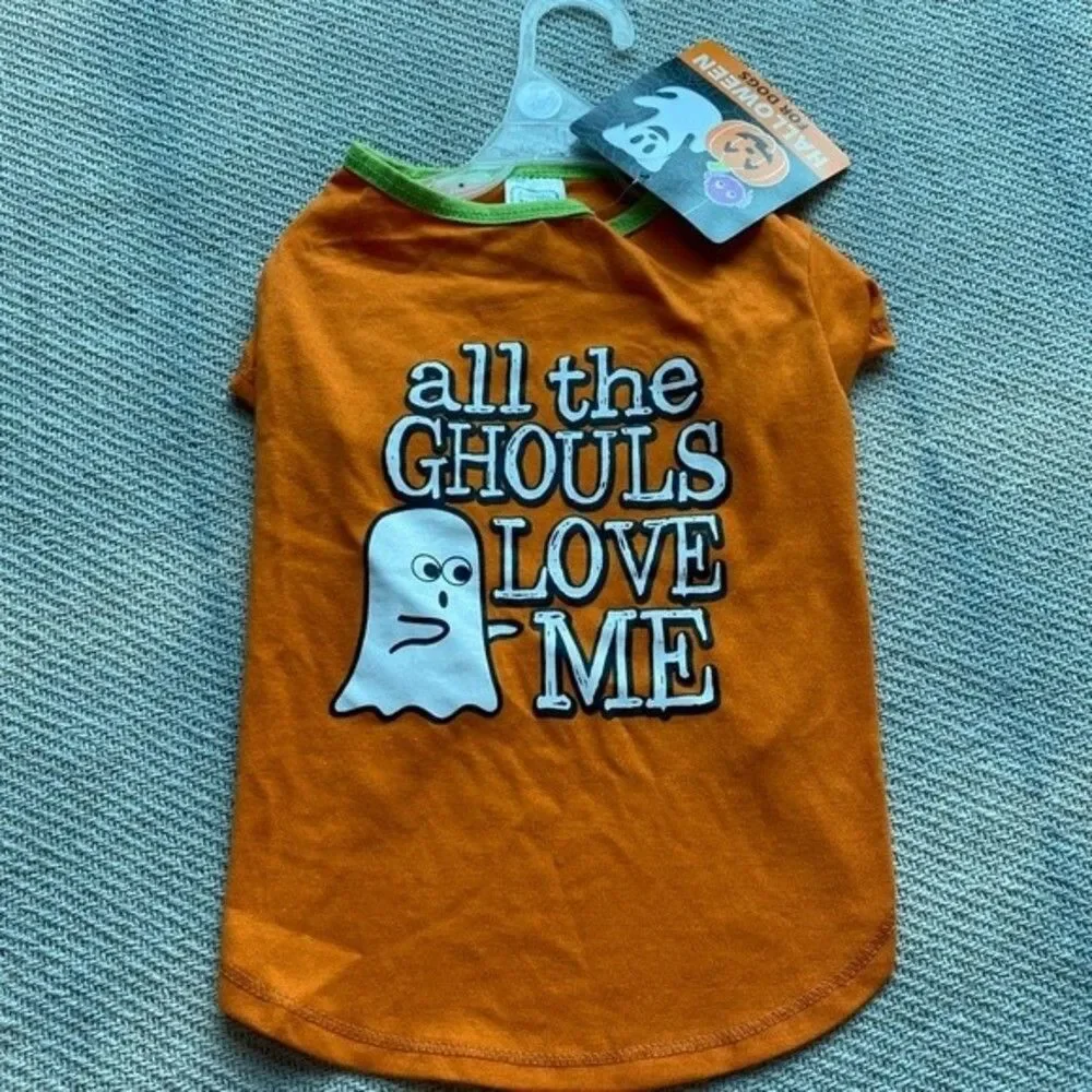 Dog Halloween Costume Shirt Size Medium NWT All the Ghouls Love Me Pet Gift
